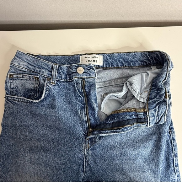 Reformation - Distressed Blue high rise bootcut jeans - color paloma- 29 - Picture 7 of 10